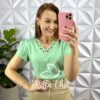 Blusa Crepe Acetinado Detalhe De Fitagem No Decote Zélia - Verde - Milla Chic