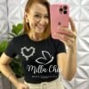 Blusa Malha De Algodão Com Coração De Strass Love - Preto - Milla Chic