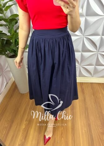 Blusa Malha De Algodão Manga De Chiffon Evelyn - Vermelha - Milla Chic
