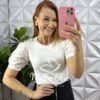 Milla Chic - millachic com br blusa malha de algodao manga de lesie aurea branca Blusa Malha De Algodão Manga De Lesie Aurea - Branca - Milla Chic