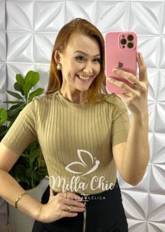 Milla Chic - millachic com br blusa tricot modal com botoes dourados no ombro marcele caqui 4 Blusa Tricot Modal Com Botoes Dourados No Ombro Marcele - Caqui - Milla Chic
