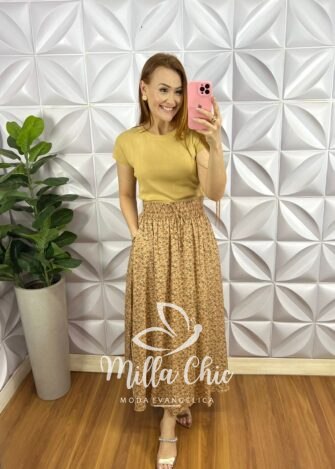 Blusa Tricot Modal Com Manga Musclee Roberta - Nude - Milla Chic