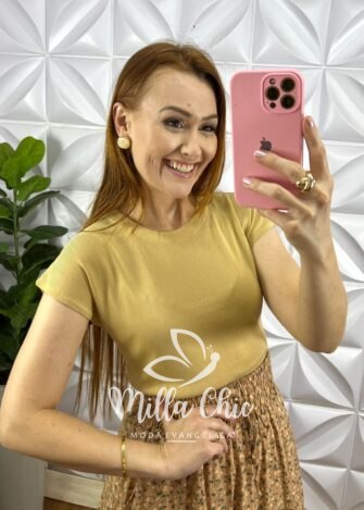 Blusa Tricot Modal Com Manga Musclee Roberta - Nude - Milla Chic