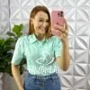 Milla Chic - millachic com br camisa laise botoes funcionais manga princesa jessie verde 3 Camisa Laise Botões Funcionais Manga Princesa Jessie - Verde - Milla Chic
