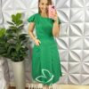 Conjunto No Linho Saia Mídi Com Lastex Na Cintura Veneza - Verde - Milla Chic