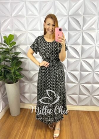 Conjunto Viscolinho Blusa Soltinha E Saia Com Lastex Sharon - Azul - Milla Chic