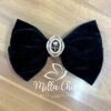 Laço Grande De Veludo Com Broche Karen - Preto Detalhe Preto - Milla Chic