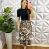 Saia Cetim Midi Com Elastico Na Cintura Viviane - Oncinha - Milla Chic