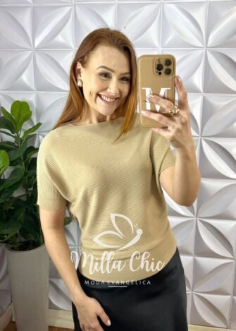 Saia Cetim Midi Com Elastico Na Cintura Viviane - Preta - Milla Chic