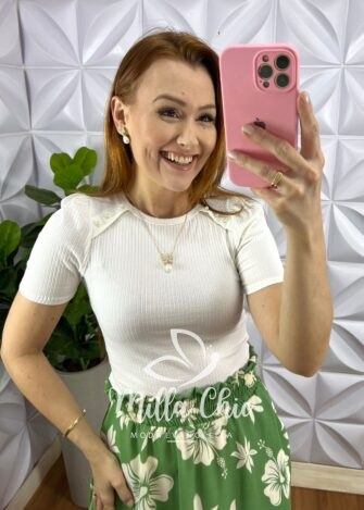 Saia Dunna Com Lastex Na Cintura Estampada Anastácia - Verde - Milla Chic