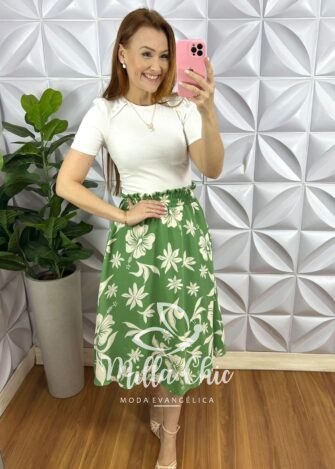 Milla Chic - millachic com br saia dunna com lastex na cintura estampada anastacia verde 5 Saia Dunna Com Lastex Na Cintura Estampada Anastácia - Verde - Milla Chic