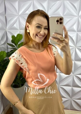 Saia Dunna Mídi Babados De Camadas Fabiane - Areia - Milla Chic
