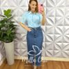 Milla Chic - millachic com br saia jeans com fendas frontal midi naiana jeans Saia Jeans Com Fendas Frontal Mídi Naiana - Jeans - Milla Chic