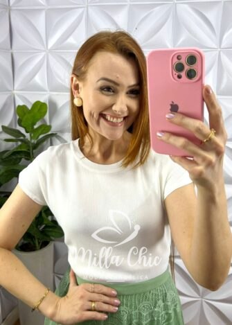 Saia Na Renda Mídi Toda Forrada Caimento Godê Layla - Verde - Milla Chic