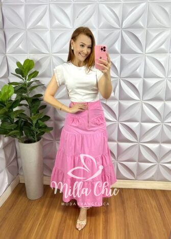 Milla Chic - millachic com br saia sarja longa pala na cintura e ziper talia azul copia 4 Saia Sarja Longa Pala Na Cintura e Zíper Tália - Rosa - Milla Chic