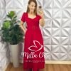Vestido Cambraia De Linho Longo Com Cinto Encapado Sofia - Vermelho - Milla Chic