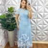 Vestido Renda Crochê Longo Com Forro Camisolinha Simone - Azul - Milla Chic