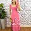 Vestido Dunna Longo Manga Babadinho Renata - Rosa - Milla Chic