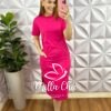 Vestido Moletinho Mídi Com Bolsos Nas Laterais Lívia - Pink - Milla Chic