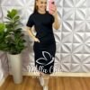 Vestido Moletinho Mídi Com Bolsos Nas Laterais Lívia - Preto - Milla Chic