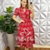 Vestido No Lesie Manga Princesa Mídi Kerolen - Vermelho - Milla Chic