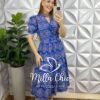 Vestido No Lesie Manga Princesa Mídi Kerolen - Azul - Milla Chic