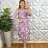Milla Chic - millachic com br vestido tule com faixa cinto midi manga longa clara lavanda 1 Vestido Tule Decote V Com Faixa Cinto Mídi Manga 7/8 Com Uma Maria Na Barra Clara - Lavanda - Milla Chic