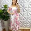 Milla Chic - millachic com br vestido tule midi com lastex nas costas margarida rosa 1 Vestido Tule Decote Quadrado Manga Princesa Lastex Nas Costas Mídi Três Marias Margarida - Rosa (Floral) - Milla Chic