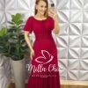 Vestido Viscolinho Longo Com Lastex Na Cintura Hanna - Vermelho - Milla Chic