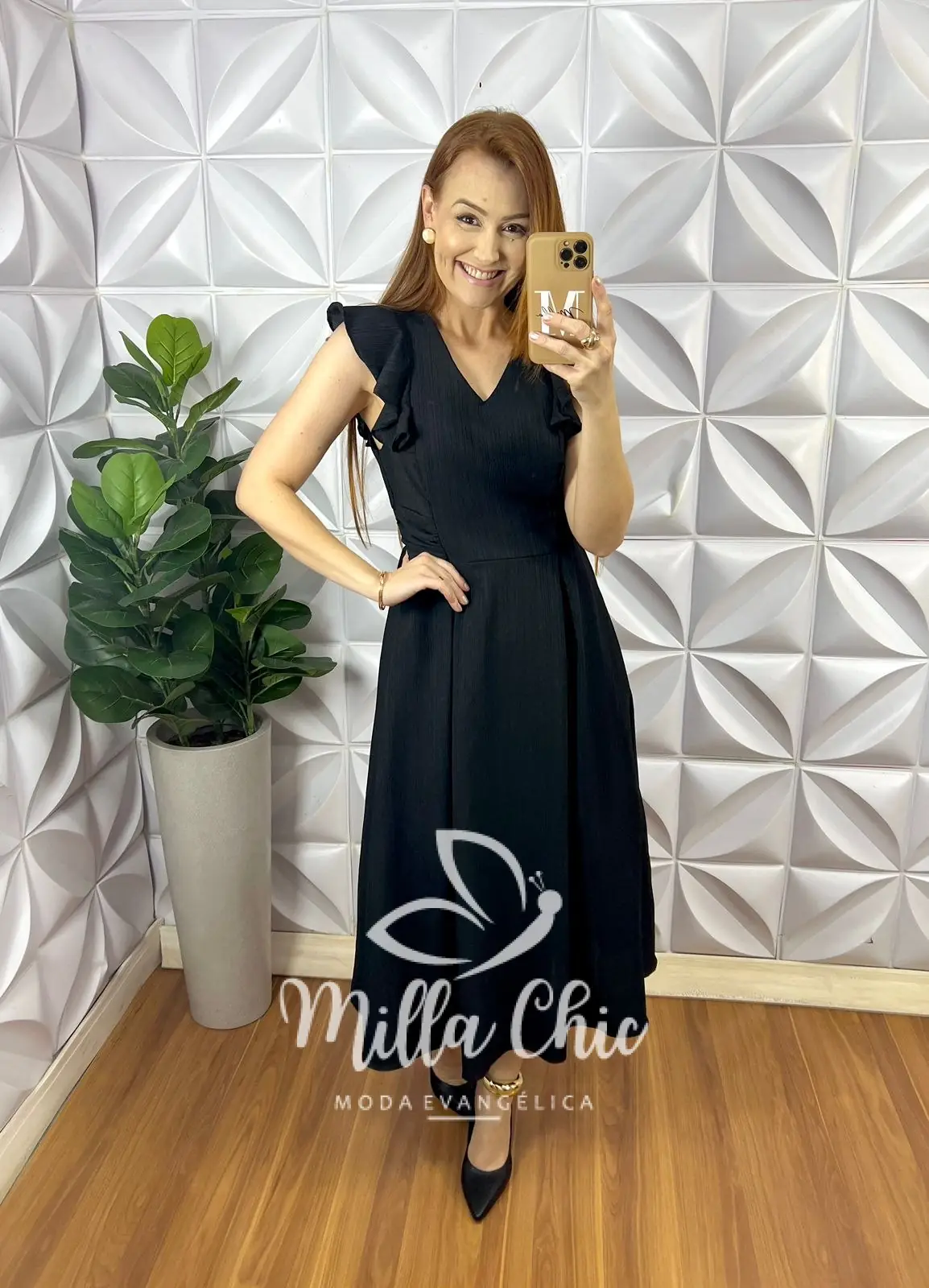 Vestido Crepe Dunnas Alto Relevo Midi Isabel – Preto – Milla Chic Vestido Crepe Dunnas Alto Relevo Midi Isabel - Preto - Milla Chic