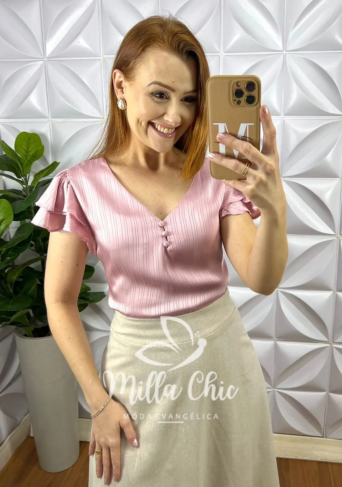 Blusa Cetim Manga Babadinho Com Botoes Encapados Iris – Rosa – Milla Chic Blusa Cetim Manga Babadinho Com Botoes Encapados Iris - Rosa - Milla Chic