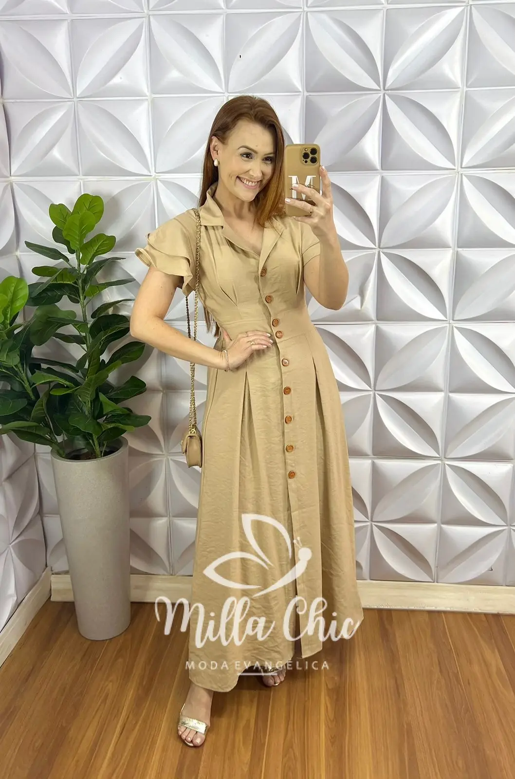 Chemise Alfaiataria Amarrant Manga Babadinho Gola Polo Longo Com Pregas Paula – Areia – Milla Chic Chemise Alfaiataria Amarrant Manga Babadinho Gola Polo Longo Com Pregas Paula - Areia - Milla Chic