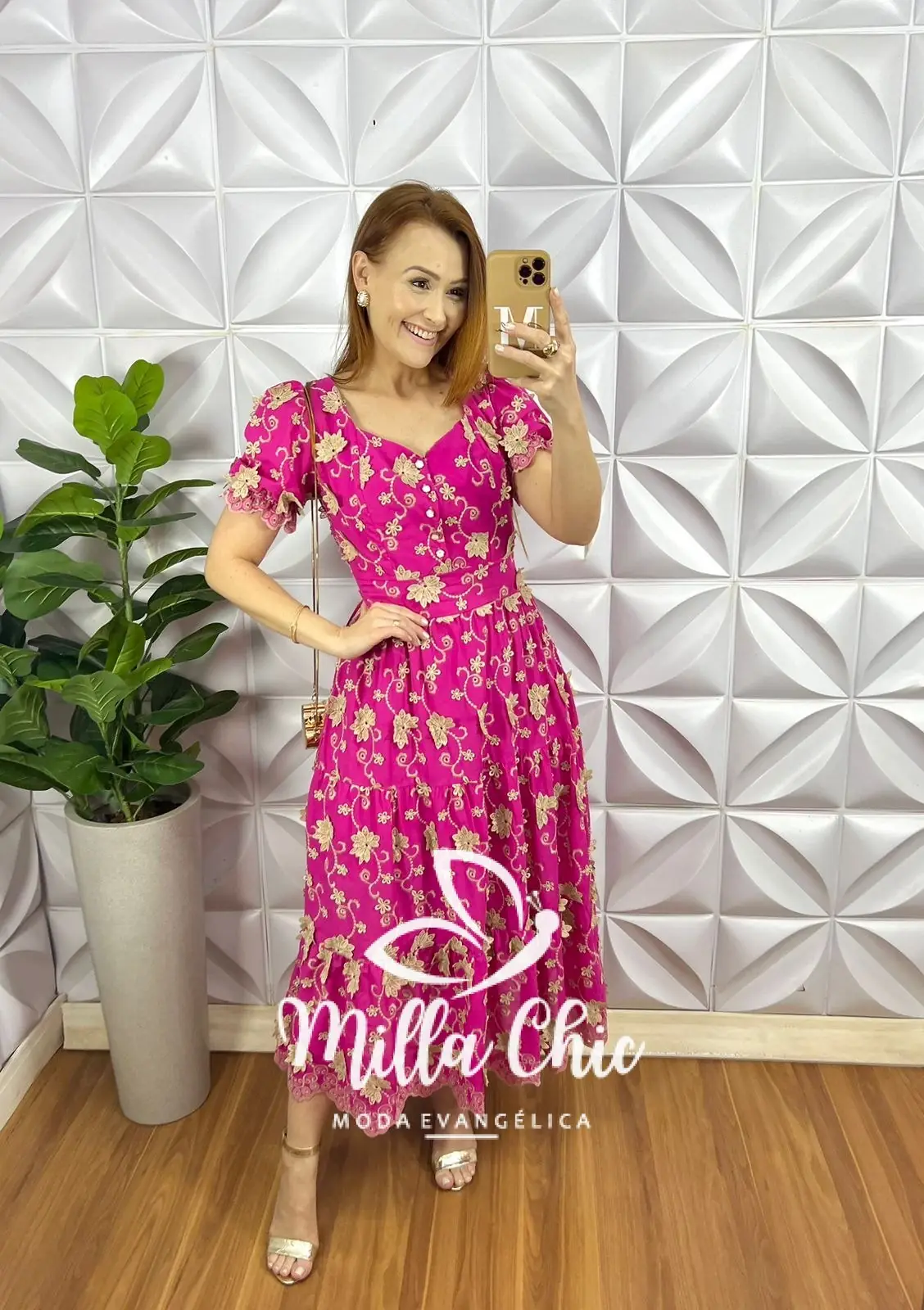 Vestido Leise 3D Manga Princesa Com Botões De Perola Longo Três Marias Heloísa – Pink – Milla Chic Vestido Leise 3D Manga Princesa Com Botões De Perola Longo Três Marias Heloísa - Pink - Milla Chic
