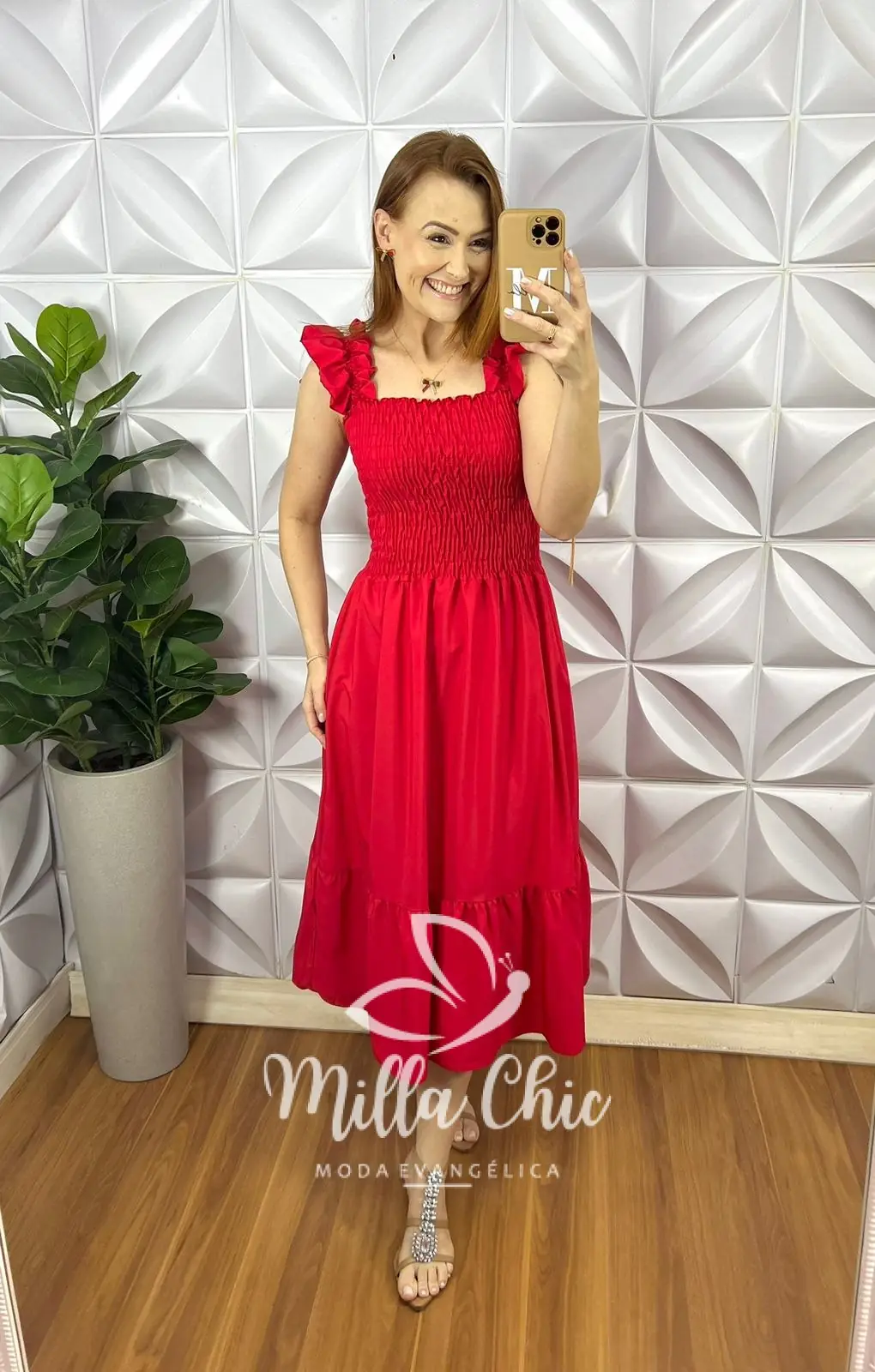 Vestido Viscolinho Manga Babadinho Mídi Laguna – Vermelho – Milla Chic Vestido Viscolinho Manga Babadinho Mídi Laguna - Vermelho - Milla Chic