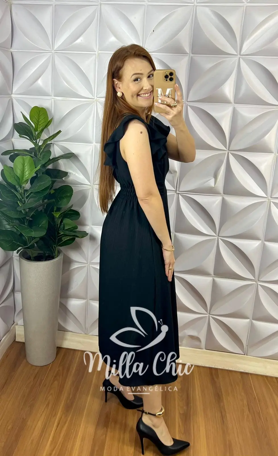Vestido Crepe Dunnas Alto Relevo Midi Isabel – Preto – Milla Chic Vestido Crepe Dunnas Alto Relevo Midi Isabel - Preto - Milla Chic