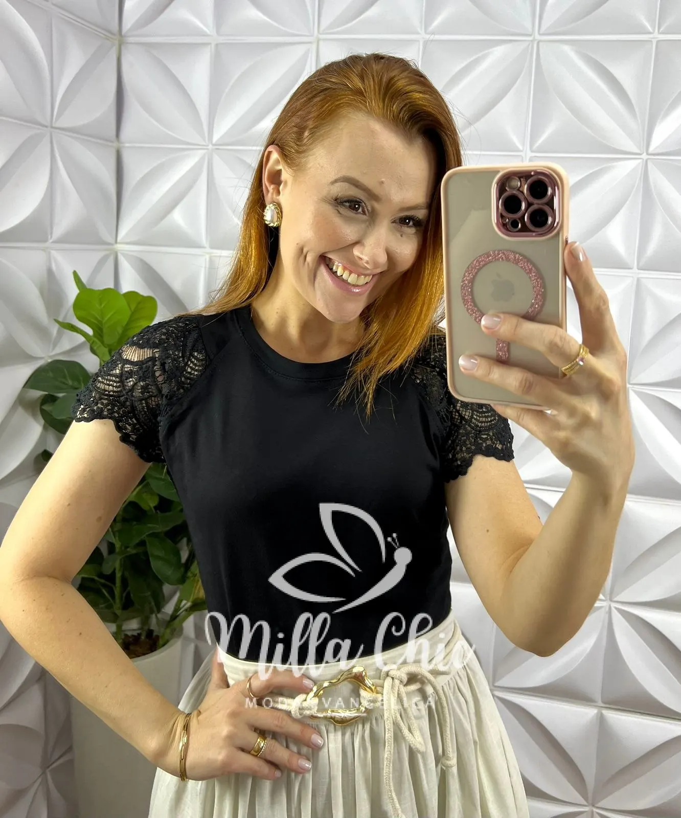 Blusa Malha De Algodão Manga De Guipper Giovane – Preta – Milla Chic Blusa Malha De Algodão Manga De Guipper Giovane - Preta - Milla Chic