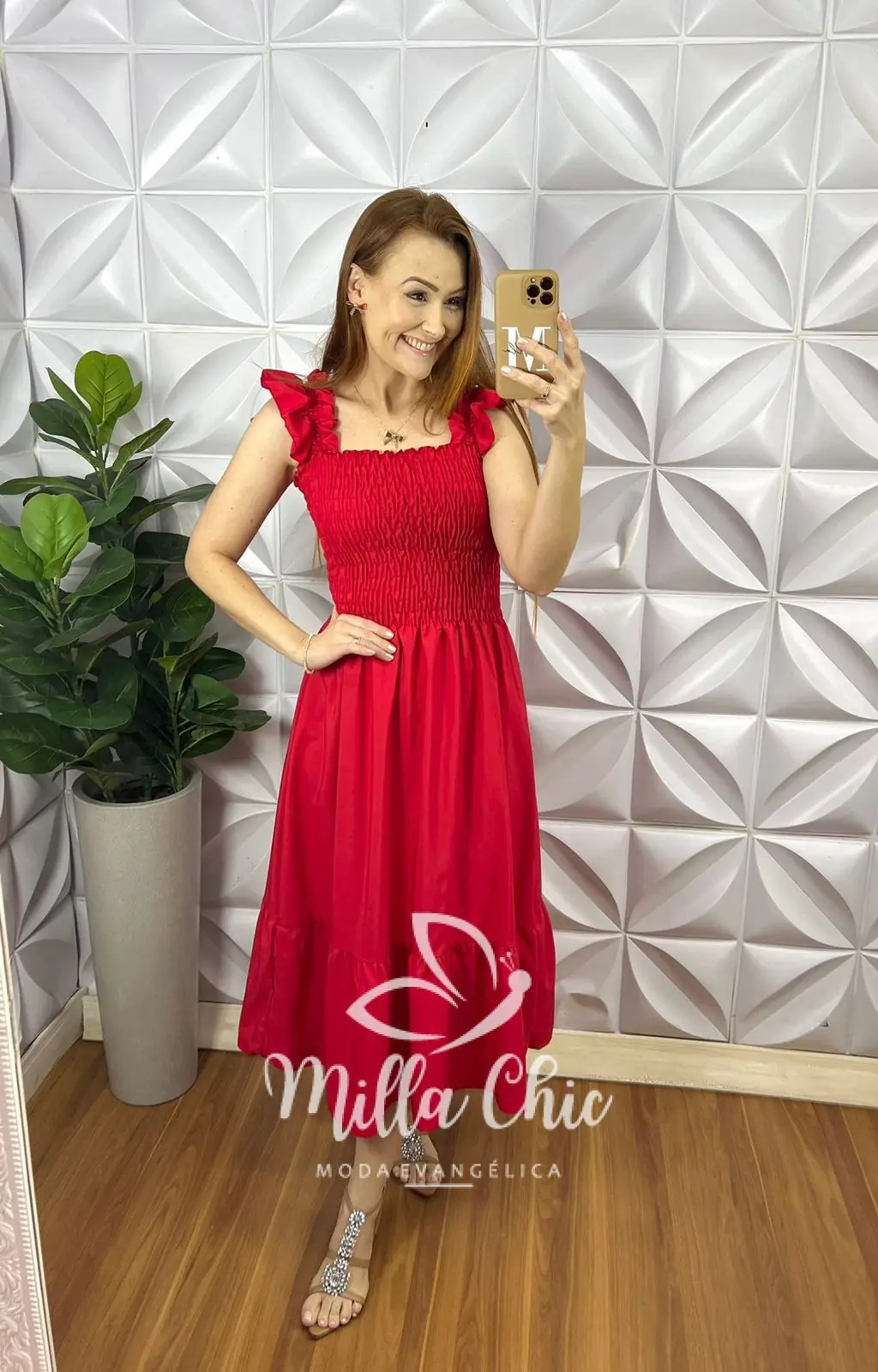 Vestido Viscolinho Manga Babadinho Mídi Laguna – Vermelho – Milla Chic Vestido Viscolinho Manga Babadinho Mídi Laguna - Vermelho - Milla Chic