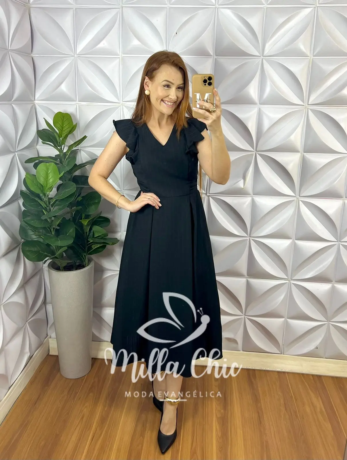 Vestido Crepe Dunnas Alto Relevo Midi Isabel – Preto – Milla Chic Vestido Crepe Dunnas Alto Relevo Midi Isabel - Preto - Milla Chic