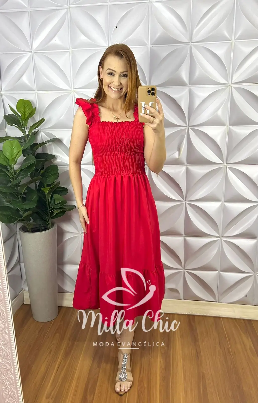 Vestido Viscolinho Manga Babadinho Mídi Laguna – Vermelho – Milla Chic Vestido Viscolinho Manga Babadinho Mídi Laguna - Vermelho - Milla Chic
