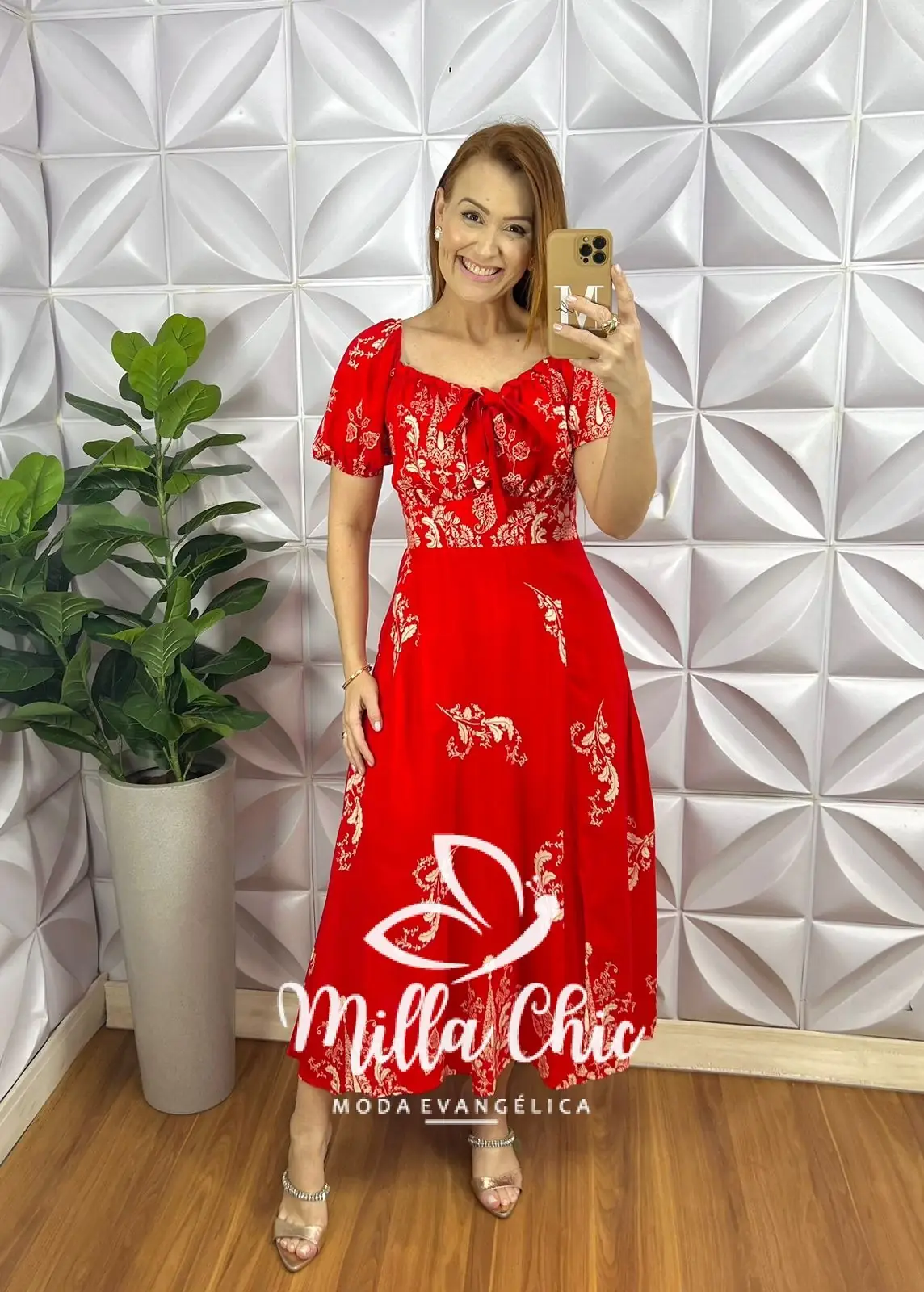 Vestido Viscolinho Elástico E Fita No Decote Pala Na Cintura Mídi Evase Flaviana – Vermelho (Estampado) – Milla Chic Vestido Viscolinho Elástico E Fita No Decote Pala Na Cintura Mídi Evase Flaviana - Vermelho (Estampado) - Milla Chic