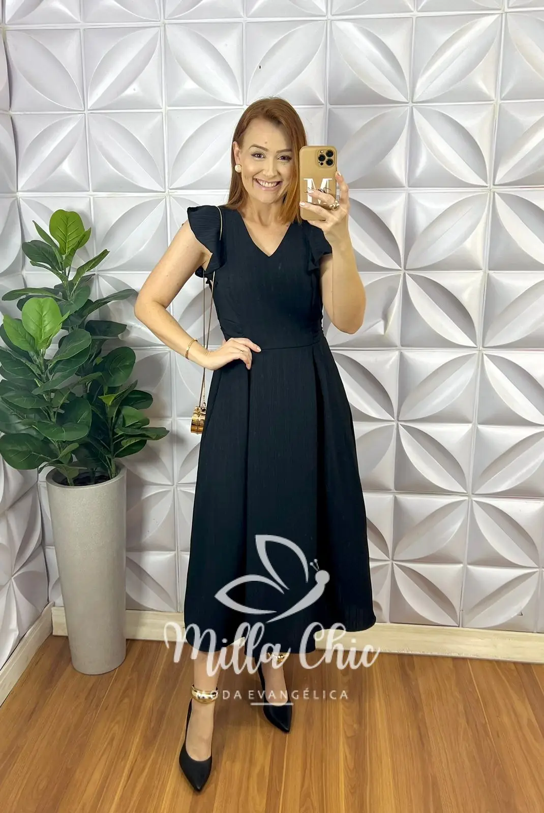 Vestido Crepe Dunnas Alto Relevo Midi Isabel – Preto – Milla Chic Vestido Crepe Dunnas Alto Relevo Midi Isabel - Preto - Milla Chic