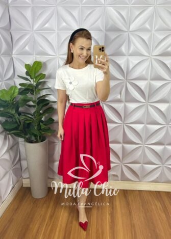 Blusa Com Aplicação de Flor No Viscolycra Florença - Branca - Milla Chic