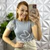 Milla Chic - millachic com br blusa malha de algodao manga de guipper giovane licinza Blusa Malha De Algodão Manga De Guipper Giovane - Cinza - Milla Chic