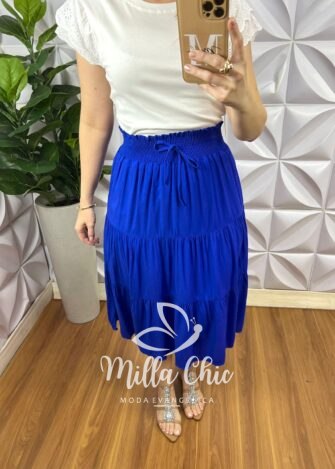 Blusa Malha De Algodão Manga De Leise Sirlei - Branca - Milla Chic