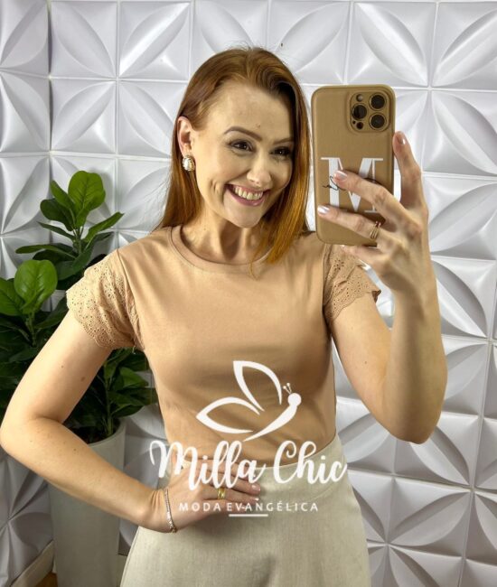 Blusa Malha De Algodão Manga De Leise Sirlei - Verde - Milla Chic