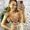 Blusa Tricoline 100% Algodão Com Manga Bordada Baby - Nude - Milla Chic