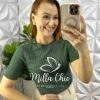Blusa Tricot Modal Com Botoes Dourados No Ombro Marcele - Verde - Milla Chic