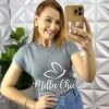 Blusa Tricot Modal Com Gola Marcada Gisele - Cinza - Milla Chic