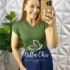 Blusa Tricot Modal Com Gola Marcada Gisele - Verde - Milla Chic