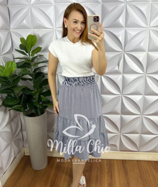 Blusa Tricot Modal Com Manga Musclee Bia - Branco - Milla Chic